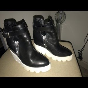 ASH Black & White wedge ankle boot